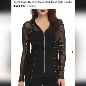 Royal Bones By Tripp Black Skull Mesh Girls Hoodie